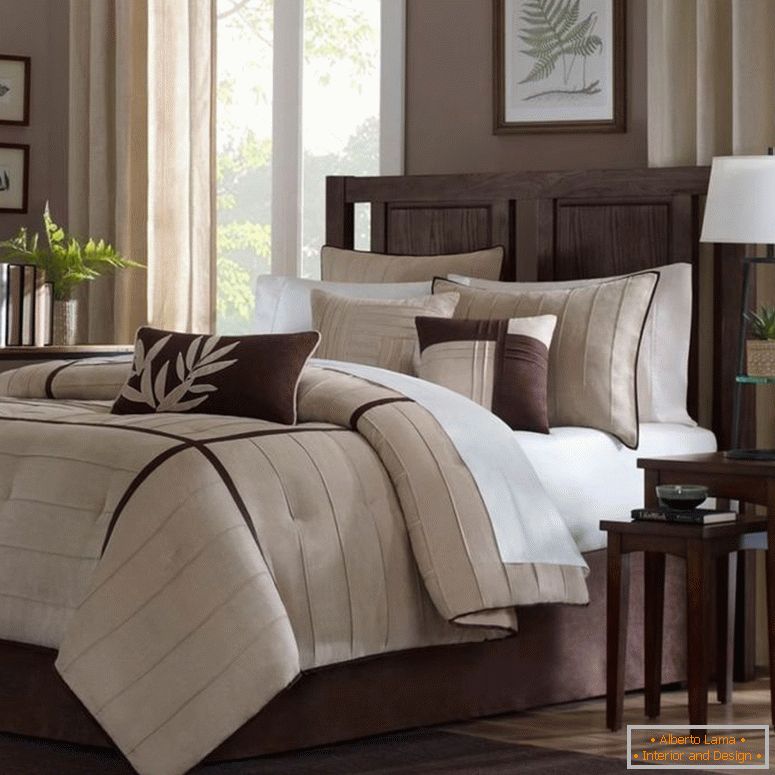 kompaktní ložnice-dekorační nápady-hnědá a krémová-překližka-alarm-hodiny-lampy-hnědé-calligaris-rustikální-gumy