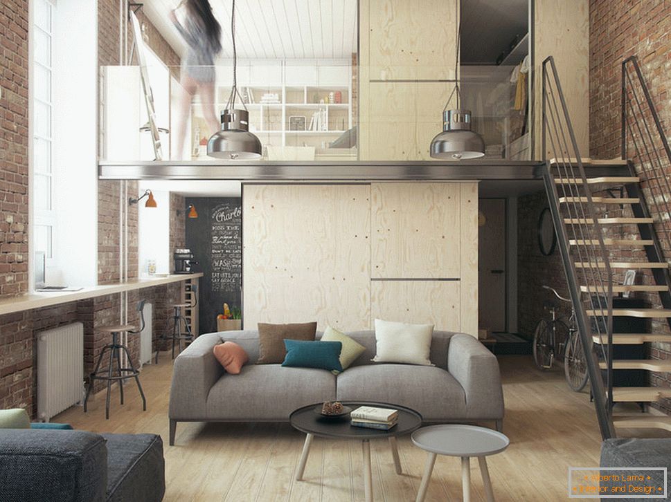 Příklad interiéru malého obývacího pokoje na fotografii