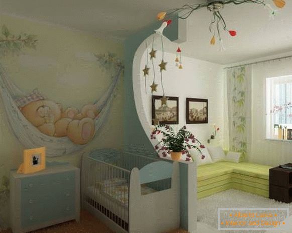 pohádkově malované zdi v dětském pokoji