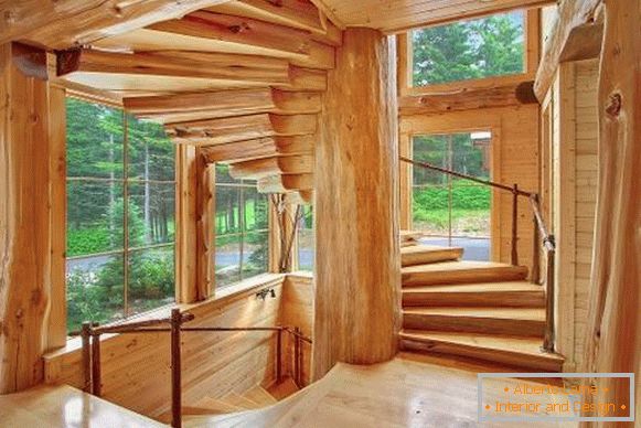 Návrh dřevěného schodiště v dřevěném domě