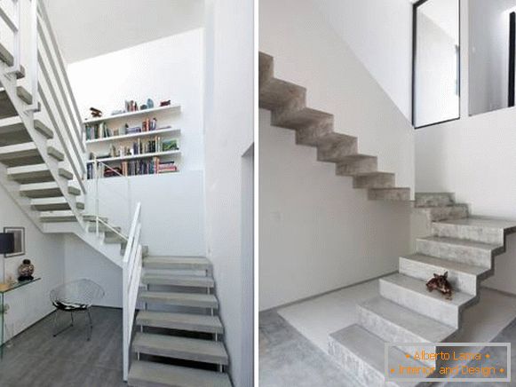 Betonové schody v soukromých domech - fotografie v interiéru