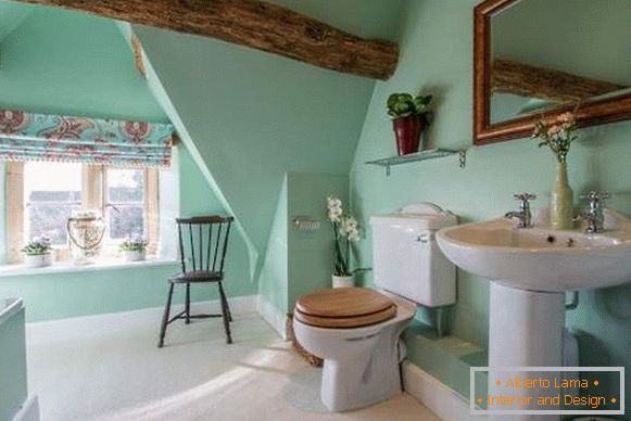 Krásné interiéry koupelny - fotografie koupelny v mátově zelené barvě