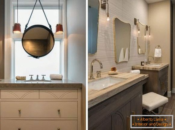 Jak krásné dělat koupelnu - fotografie nábytku a zrcadel v interiéru