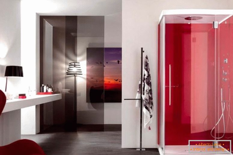 pohodlné-vejce-židle-na-úžasné-červená-koupelna-design-feat-glass-sprcha-dveře-plus-plovoucí-marnost