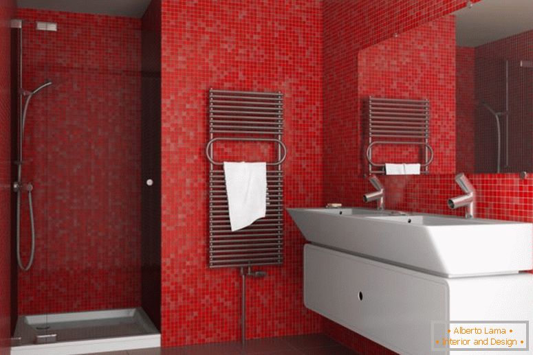červená koupelna - nápady