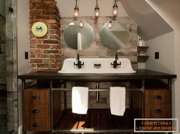 Svítidla Edison v interiéru - fotografie koupelny