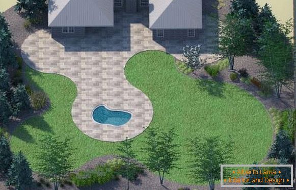 Plánování venkovského domu s bazénem a terasou