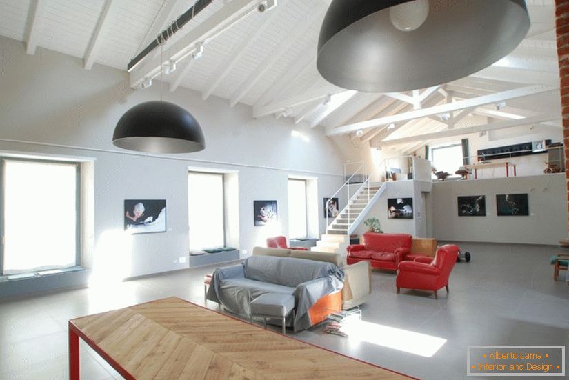 Obývací pokoj nového studia v Itálii