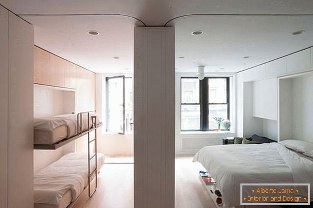 Multifunkční bytový transformátor pro spaní a děti v New Yorku
