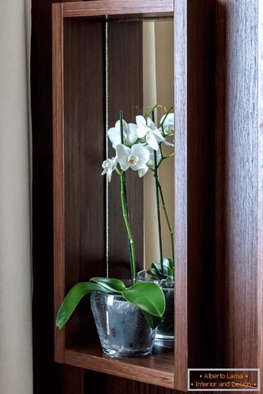 Orchidej v kuchyni s účinkem optické iluze