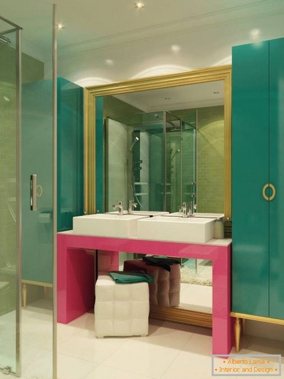 Neobvyklá barevná schéma v koupelně 2015