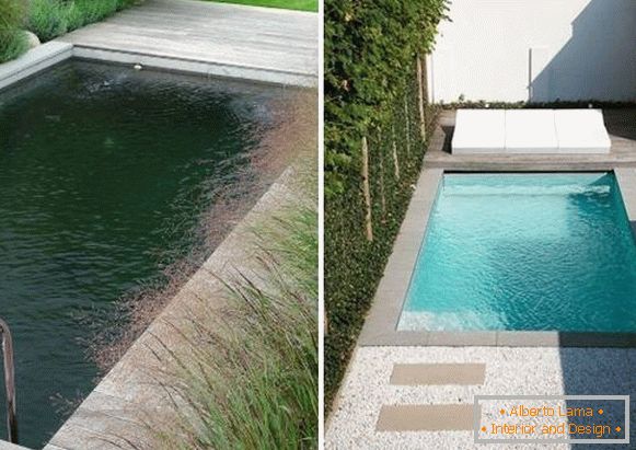 Betonové bazény a terénní úpravy na fotografii