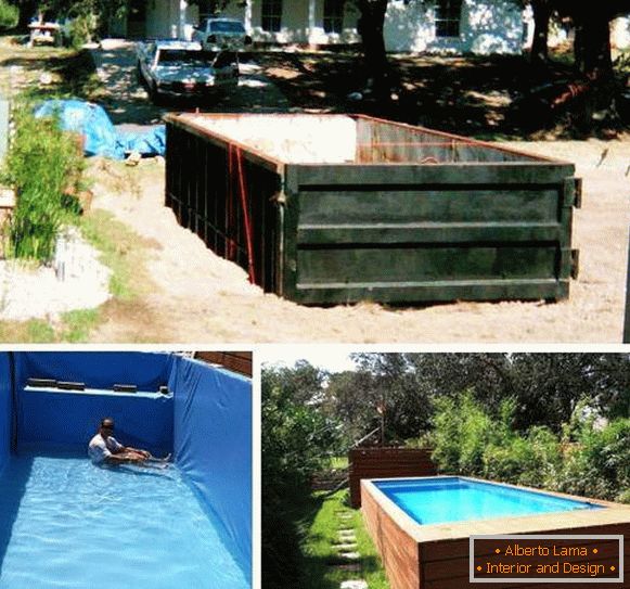 Kovový bazén v zemi s vlastními rukama - fotografická výuka