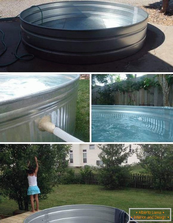 Levný bazén s vlastními rukama z improvizovaných materiálů - fotografická kapacita