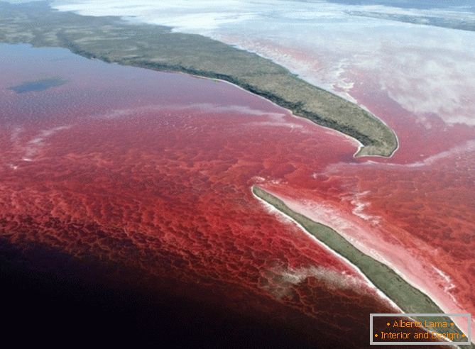 Jasná červená voda v jezeře