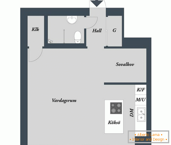 Plán luxusního malého bytu