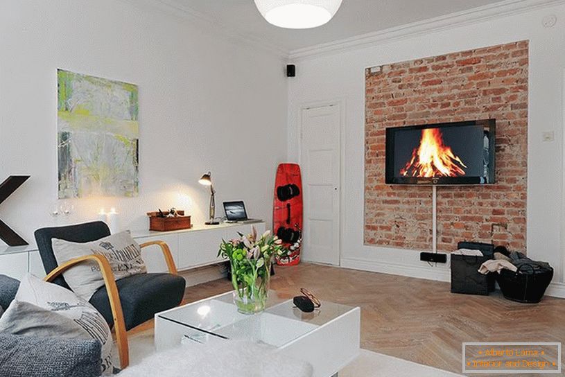 Obývací pokoj luxusního malého bytu