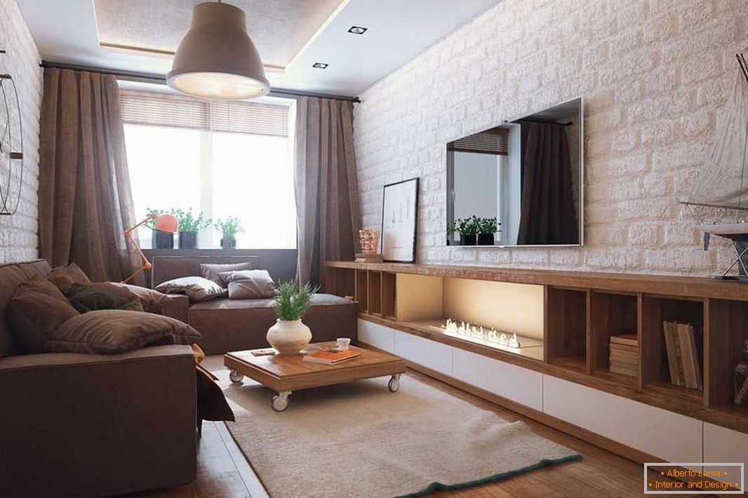 Obývací pokoj v půdním stylu