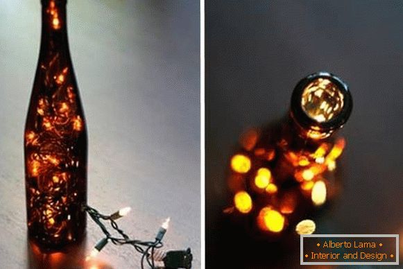 LED led girlanda v dekor láhev vína