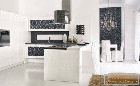 Moderní kuchyně s tapetami ve stylu luxusu