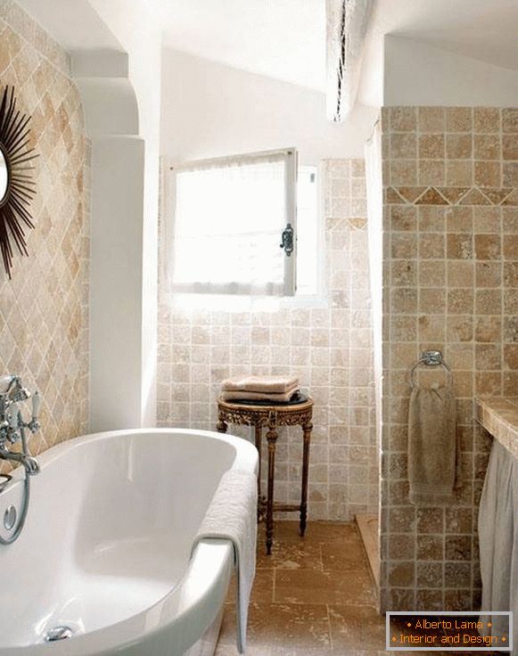 Dlaždice do koupelny pod kamenem ve stylu Provence