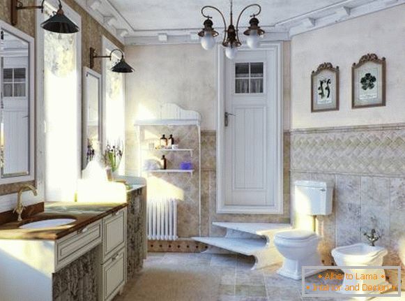 Tradiční styl Provence v koupelně - fotografie koupelny v soukromém domě