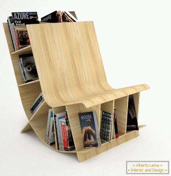 Dřevěná křesla - knihovna ze studiového studia Fishbol Design Atelier