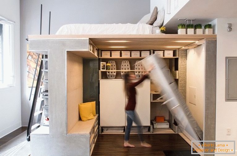 Skládací postel v malém bytě