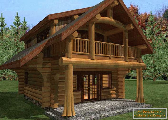 Ruční rozprávkou je dřevěná srubová dřevěná dřevěná chata pro soukromé použití a penzion pro bohaté turisty.