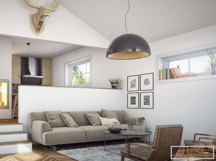 Skandinávský minimalismus vypadá velkolepě v designu obývacího pokoje.