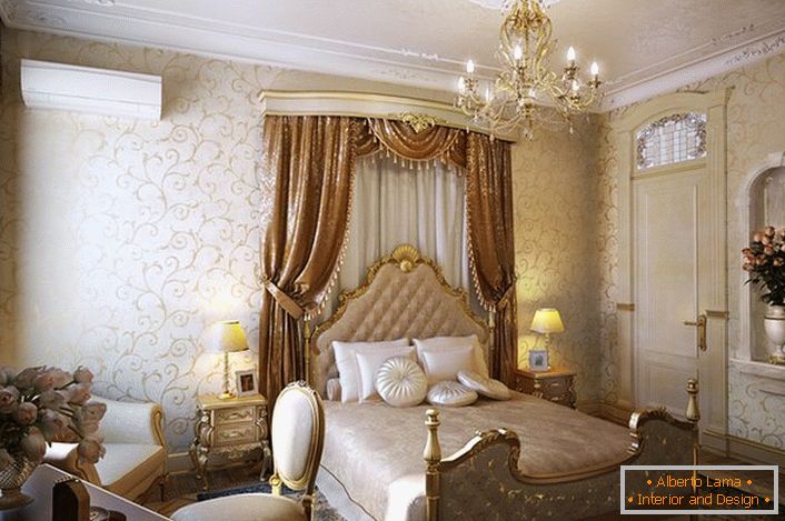 Pouze náležitě vybraný nábytek, jako v této ložnici, se může stát živým příkladem barokního stylu.