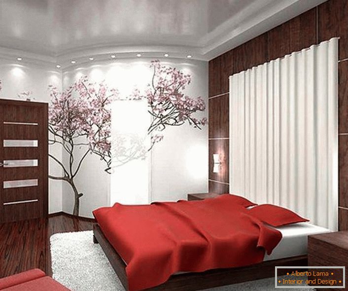 Často je pro interiér ve stylu japonského minimalismu používán obraz japonských třešňových květů. 