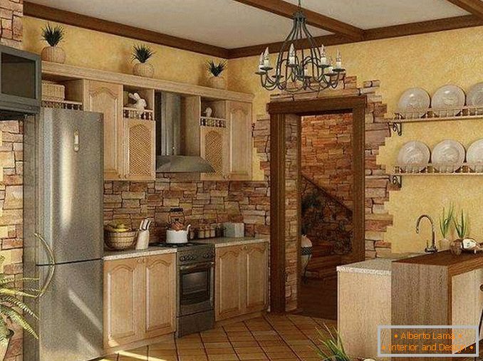 dekorace stěn s dekorativním kamenem v kuchyni, foto 9