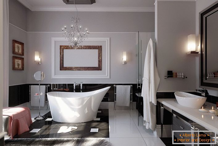 Elegantní koupelna v moderním secesním stylu.