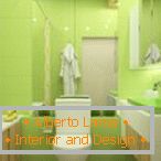 Světlá zelená dlažba v toaletní výzdobě