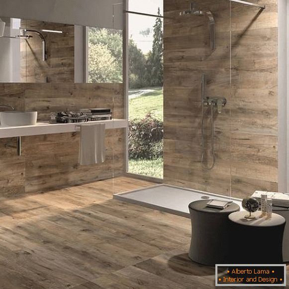 Dřevěné koupelnové dlaždice Foto