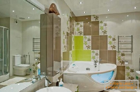 varianty rozložení dlaždic v koupelnových příkladech, foto 4