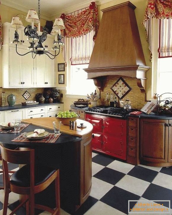 Římské záclony pro kuchyni v rustikálním stylu