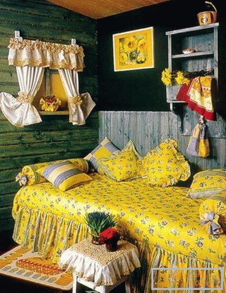 Ložnice s textilním dekorem pro ruský design