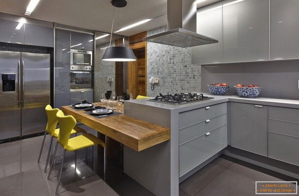 Kuchyně с дизайном в серых тонах