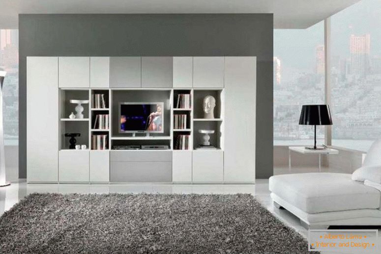úžasný-obývací pokoj-barva-design-s-moderní-interiér-obývací pokoj-s-bílá-velký-knihovna-obývací pokoj-design-také-moderní-kožešina-koberec-šedá-design-nápady