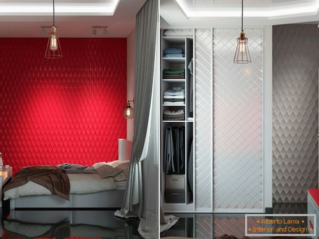 Bohatá červená v designu ložnice