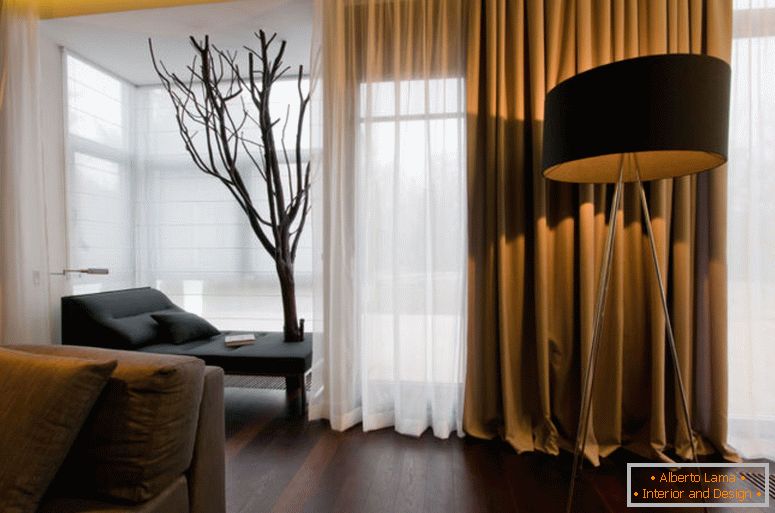 moderní-hnědé záclony-pro-obývací pokoj
