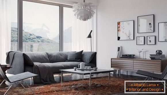 Skandinávský styl v obývacím pokoji