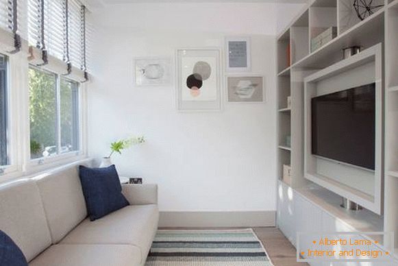 obývací pokoj v bytě ve skandinávském stylu