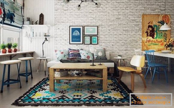 světlý byt ve skandinávském stylu-obývací pokoj