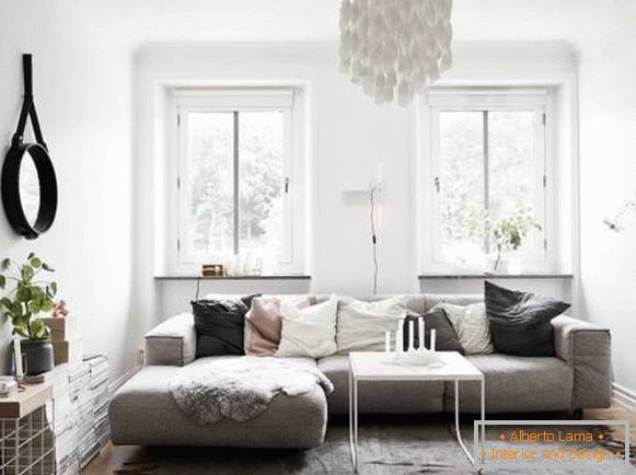 Skandinávský styl v interiéru bytu o rozloze 40 metrů čtverečních. m. - fotka