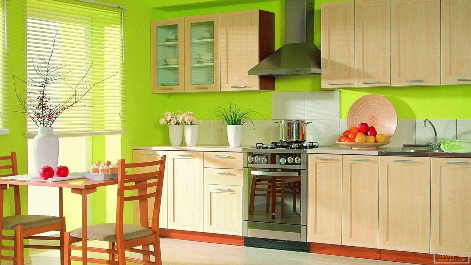 Kuchyňský design s kontrastními barvami