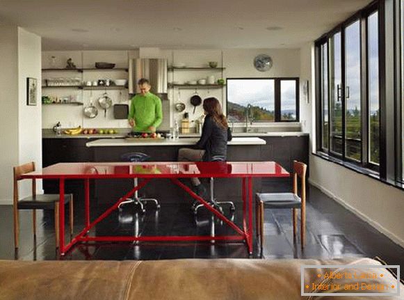 kuchyně v moderním stylu v domě, foto 20