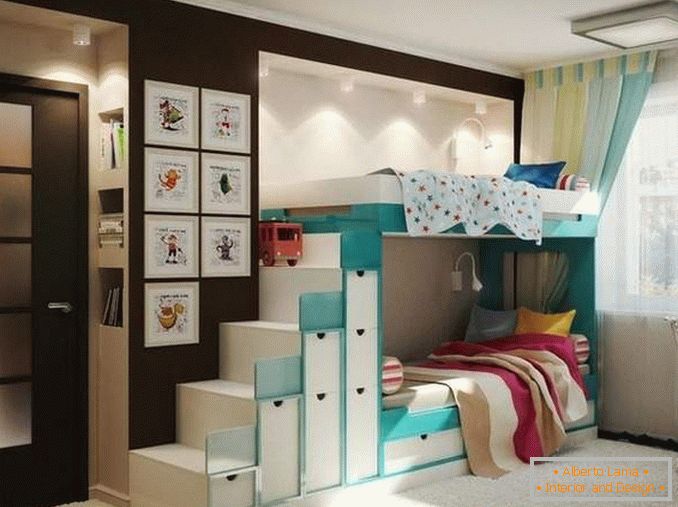 Návrh dvoupokojového apartmánu pro rodinu se dvěma dětmi - fotografie interiéru dítěte
